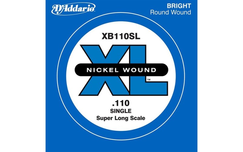 D'Addario XB110SL Nickel Wound Отдельная струна для бас-гитары, никелированная, .110, Super Long