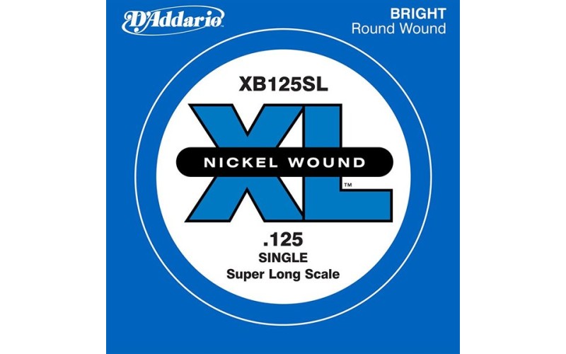 D'Addario XB125SL Nickel Wound Отдельная струна для бас-гитары, никелированная, .125, Super Long