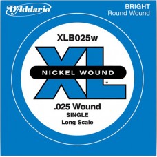 D'Addario XLB025W Nickel Wound Отдельная струна для бас-гитары, никелированная, .025