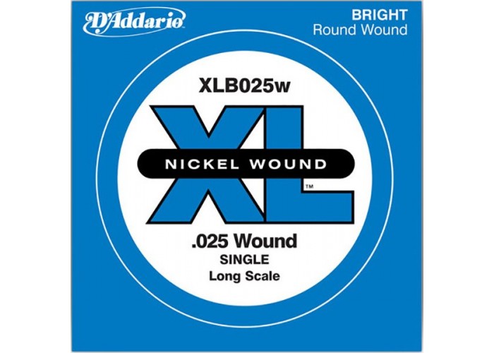 D'Addario XLB025W Nickel Wound Отдельная струна для бас-гитары, никелированная, .025