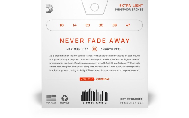 D'ADDARIO XSAPB1047 Phosphor Bronze Струны для акустической гитары, фосфорная бронза