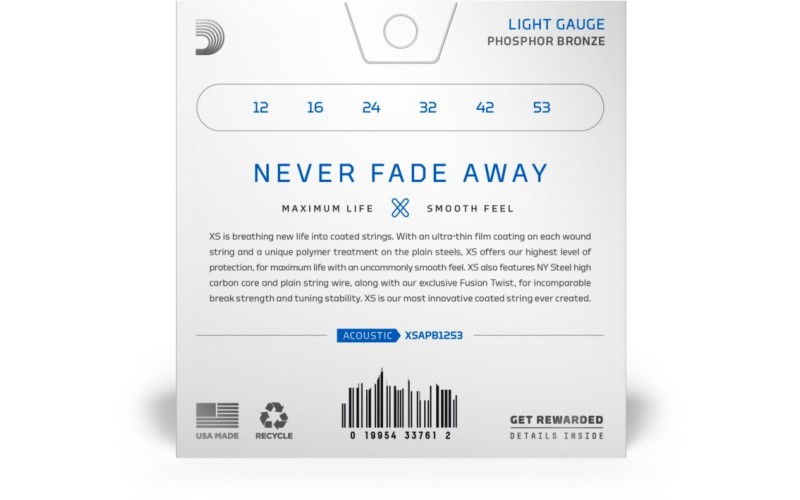 D'ADDARIO XSAPB1253 Phosphor Bronze Струны для акустической гитары, фосфорная бронза 