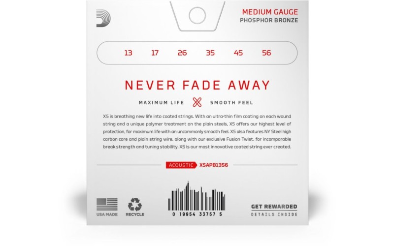 D'ADDARIO XSAPB1356 Phosphor Bronze Струны для акустической гитары, фосфорная бронза