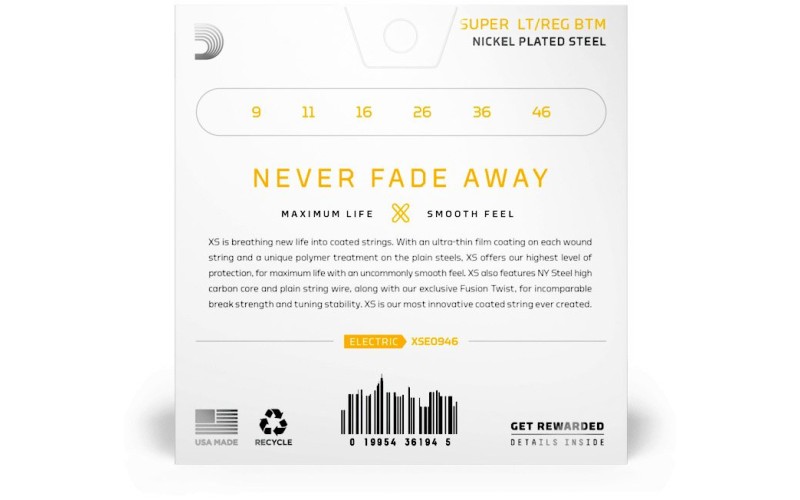 D'Addario XSE0946 XS Nickel Комплект струн для электрогитары, никелированные, 9-46, с покрытием