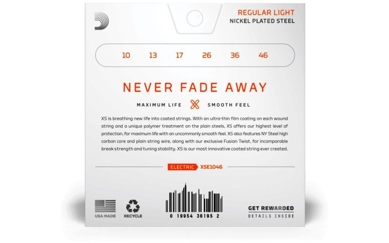 D'Addario XSE1046 XS Nickel Комплект струн для электрогитары, никелированные, 10-46, с покрытием