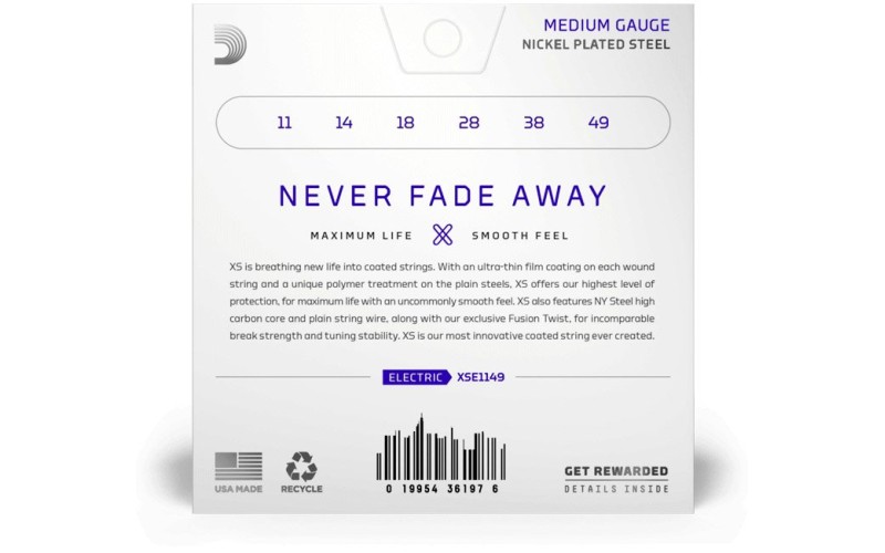 D'Addario XSE1149 XS Nickel Комплект струн для электрогитары, 11-49