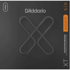 D'Addario XTAPB1047-3P Струны для акустической гитары, фосф.бронза, 10-47, с покрытием, 3 комплекта