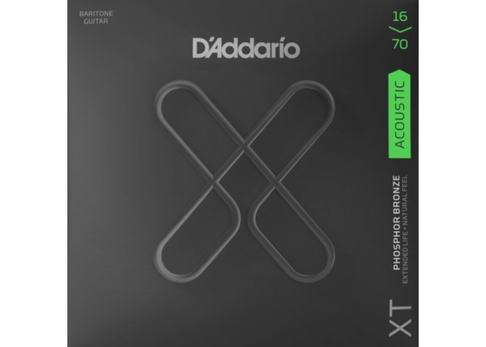 D'Addario XTAPB1670 XT Комплект струн для акустической гитары, фосф.бронза, 16-70, с покрытием