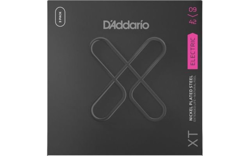D'Addario XTE0942-3P XT Струны для электрогитары, никелированные, 9-42, с покрытием, 3 комплекта