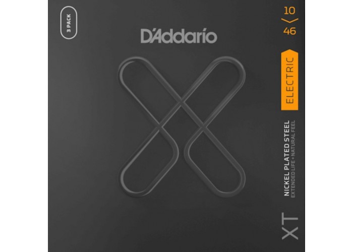 D'Addario XTE1046-3P XT Струны для электрогитары, никелированные, 10-46, с покрытием, 3 комплекта