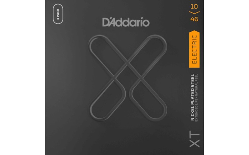 D'Addario XTE1046-3P XT Струны для электрогитары, никелированные, 10-46, с покрытием, 3 комплекта