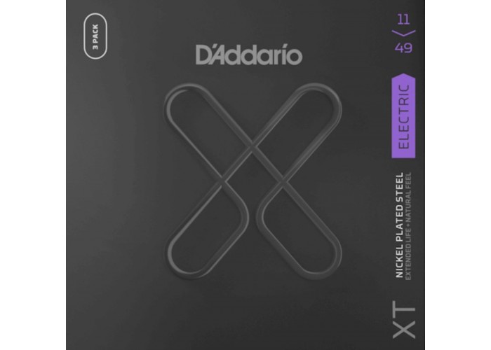 D'Addario XTE1149-3P XT Струны для электрогитары, никелированные, 11-49, с покрытием, 3 комплекта