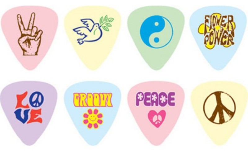 D'Andrea RPPLM PEACE&LOVE Упаковка медиаторов, 12 штук, с рисунком, средние