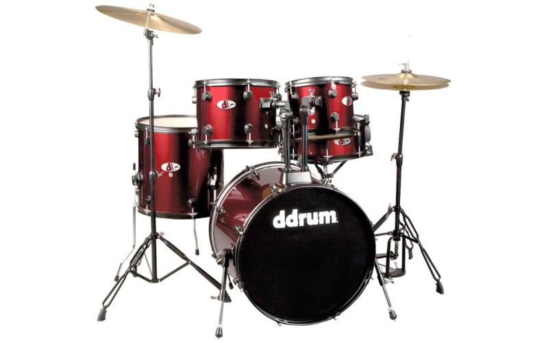 Ddrum D120B BR - Удар. установка (2 кор): 5 бараб., тарелка, стойки, педаль, палочки , цвет красный