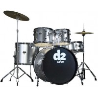 Ddrum D2 BS - удар. установка (2 коробки): 5 бараб., 2 тарелки, стойки, педаль, палочки,цвет-серебр.