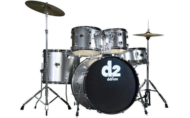 Ddrum D2 BS - удар. установка (2 коробки): 5 бараб., 2 тарелки, стойки, педаль, палочки,цвет-серебр.