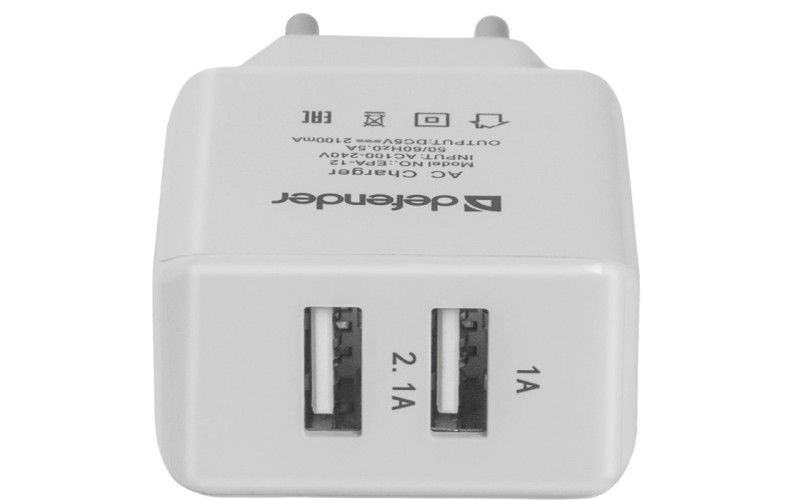 DEFENDER EPA-12 - Сетевой адаптер 2 порта USB, 5V/2А