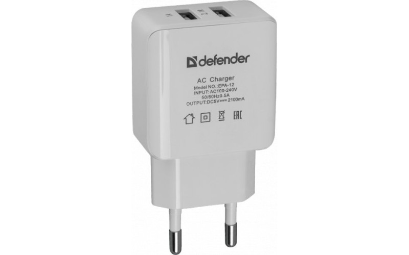 DEFENDER EPA-12 - Сетевой адаптер 2 порта USB, 5V/2А
