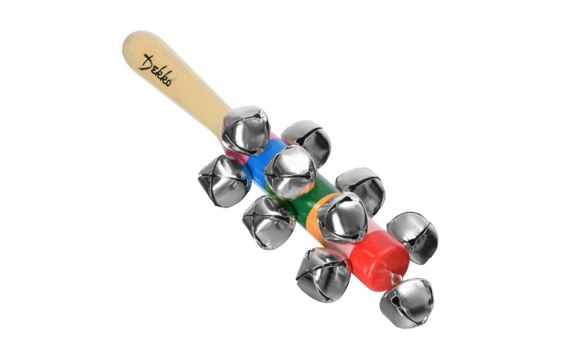 DEKKO G19-10 Бубенцы деревянные на ручке (Джингл-стик), 10 разноцветных бубенцов