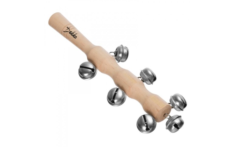 DEKKO G19-7 Бубенцы деревянные на ручке (Джингл-стик) натурального цвета, 10 бубенцов