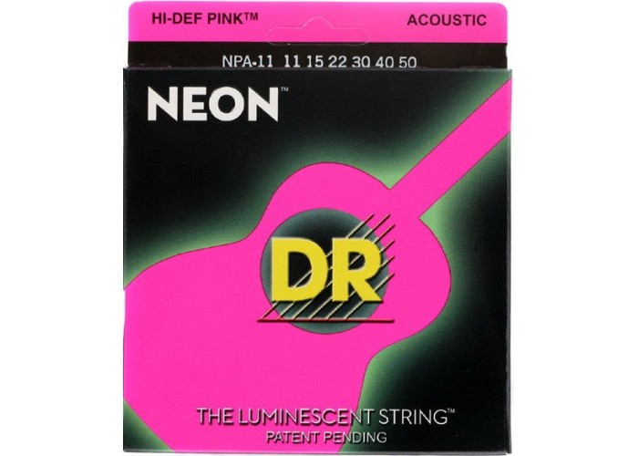 DR NPA-11 (11-50) NEON - струны для акустической гитары, люминесцентные, PINK