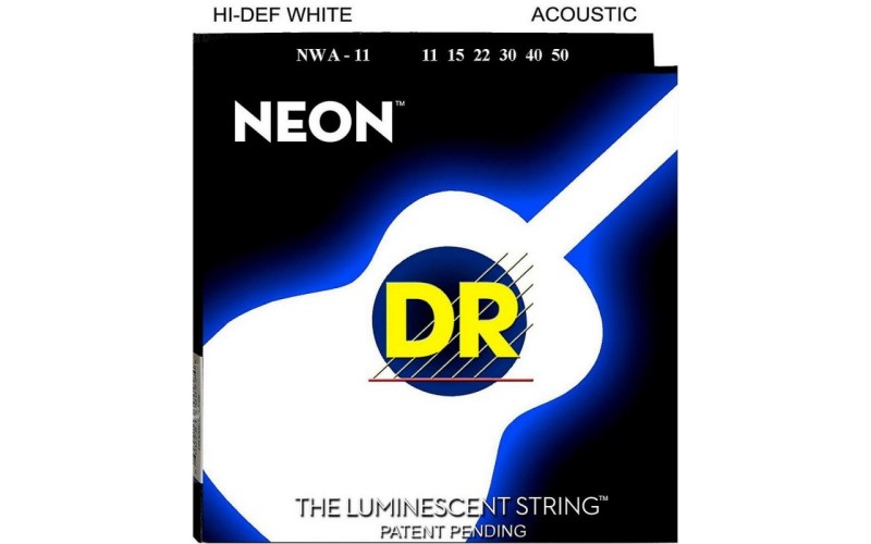 DR NWA-11 (11-50) NEON - струны для акустической гитары, люминесцентные, WHITE