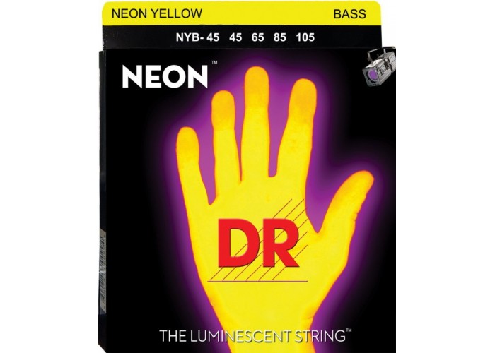 DR NYB-45 NEON (45-105) - струны для бас-гитары, люминесцентные, YELLOW