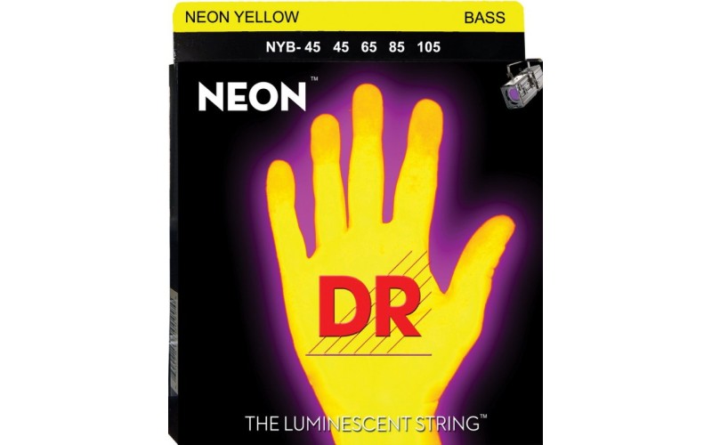 DR NYB-45 NEON (45-105) - струны для бас-гитары, люминесцентные, YELLOW
