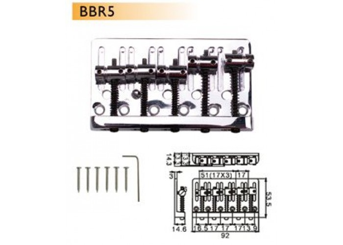 Dr.Parts BBR5/GD - струнодержатель для 5 стр. бас гитары, золото.