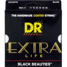 DR BKA-11 (11-50) EXTRA-Life - cтруны для акустической гитары, цветные, BLACK BEAUTIES