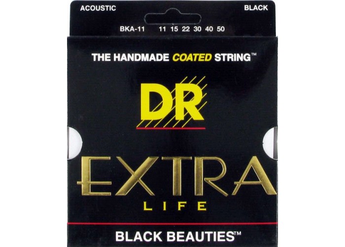 DR BKA-11 (11-50) EXTRA-Life - cтруны для акустической гитары, цветные, BLACK BEAUTIES