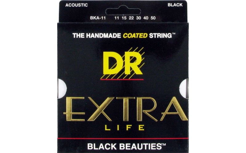 DR BKA-11 (11-50) EXTRA-Life - cтруны для акустической гитары, цветные, BLACK BEAUTIES