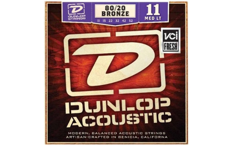 Dunlop DAB1152 струны для акустической гитары Bronze 80/20 Med Light 11-52