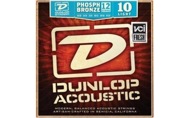 Dunlop DAP1047J струны для 12-ти струнной акустической гитары Phosphor Bronze Light 10-47