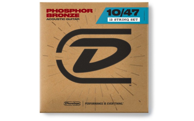 Dunlop DAP1047J струны для 12-ти струнной акустической гитары Phosphor Bronze Light 10-47