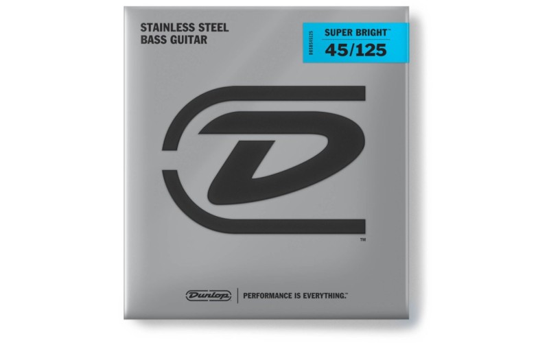 Dunlop DBSBS45125 Super Bright Комплект струн для 5-струнной бас-гитары, нерж.сталь, Medium, 45-125