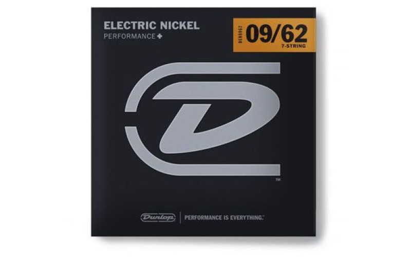 Dunlop DEN0962 Комплект струн для 7-струнной электрогитары, никелированные, Light, 9-62