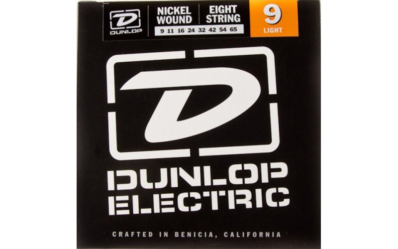 Dunlop DEN0965 Комплект струн для 8-струнной электрогитары, никель, 9-65