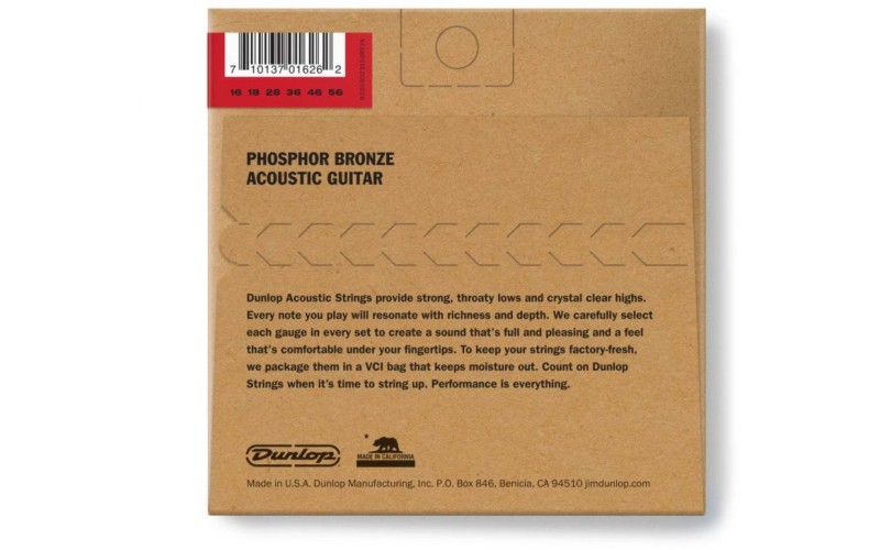 Dunlop DOP1656 комплект струн для резонаторной гитары, фосфорная бронза,16-56