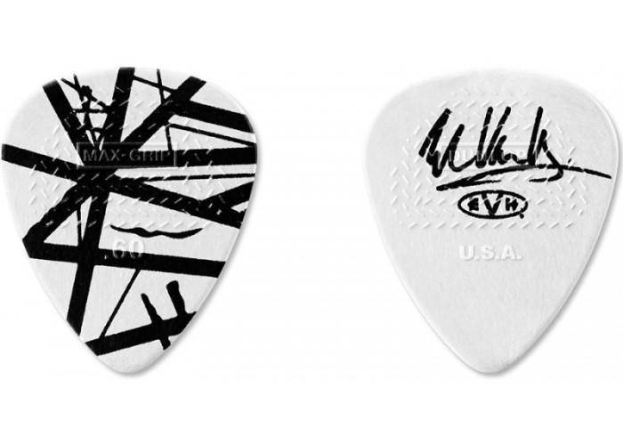 Dunlop EVHR03 EVH White With Black Stripes Медиаторы 24шт, толщина 0.60мм