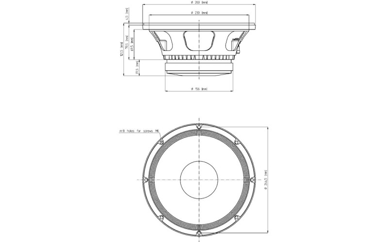 EIGHTEEN SOUND 10MB400/8 - 10'' динамик среднебасовый, 8 Ом, 250 Вт AES, 100.5dB, 65...6100 Гц
