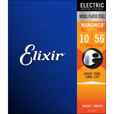 Elixir 12057 NanoWeb струны для 7-ми струнной электрогитары Light 10-56