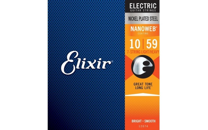 Elixir 12074 NanoWeb  струны для 7-ми струнной электрогитары Light/Heavy 10-59