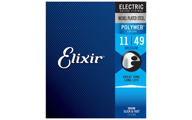 Elixir 12100 POLYWEB Комплект струн для электрогитары, никелированная сталь, Medium 11-49