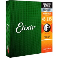 Elixir 14782 NanoWeb струны для 5-струнной бас-гитары Medium 45-135, сталь