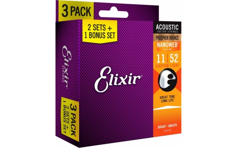 ELIXIR 16544 - Набор из 3-х комплектов струн для акустической гитары