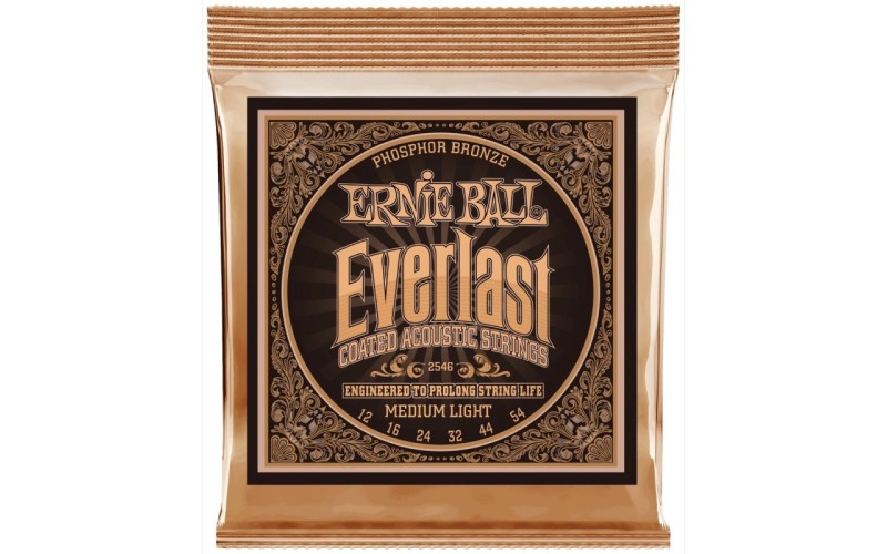 Ernie Ball 2546 струны для акустической гитары Everlast Phosphor Bronze Medium Light (12-16-24w-32-4