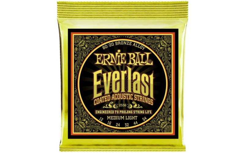 Ernie Ball 2556 струны для акустической гитары Everlast 80/20 Bronze Medium Light (12-54)