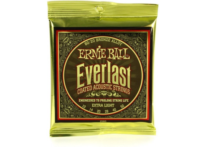 Ernie Ball 2560 струны для акустической гитары Everlast 80/20 Bronze Extra Light (10-14-20w-28-40-50