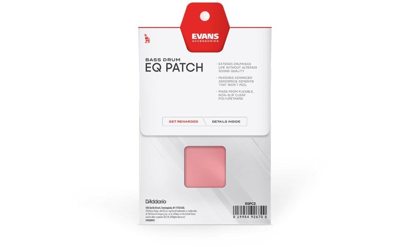 EVANS EQPC2 наклейка прозрачная овальная на рабочий пластик бас-барабана 2 шт